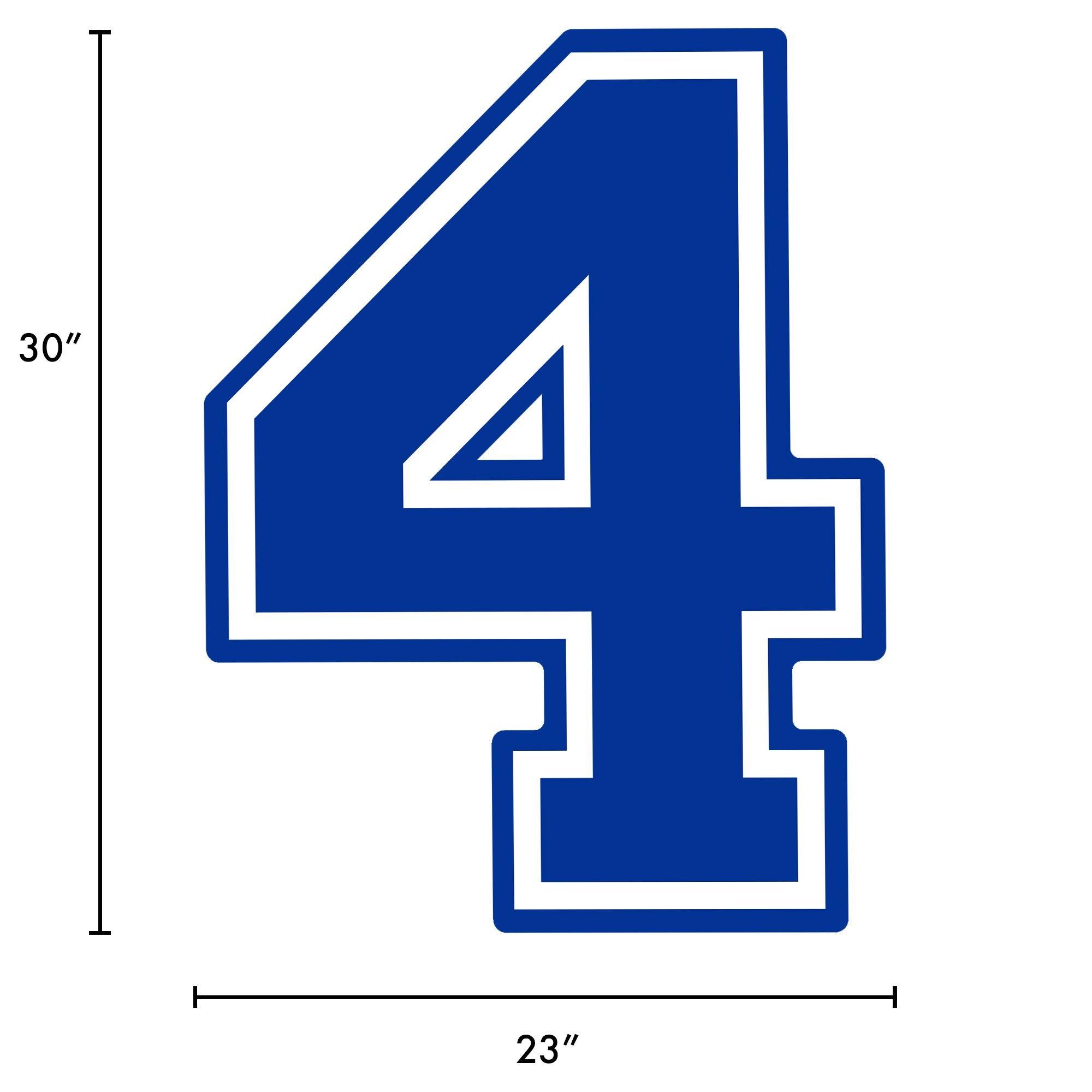 Royal Blue Collegiate Number (4) Corrugated Plastic Yard Sign, 30in